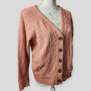 Two By Vince Camuto Coral Long Sleeve Button Up Cardigan size Small